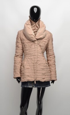 Vintage Ermanno Scervino Coquette Ruffle Neck Beige Down Jacket Size 46