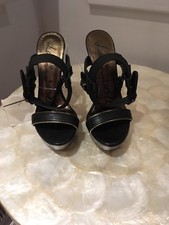 Lanvin Black Leather Ankle Strap Platform Sandal Size 36