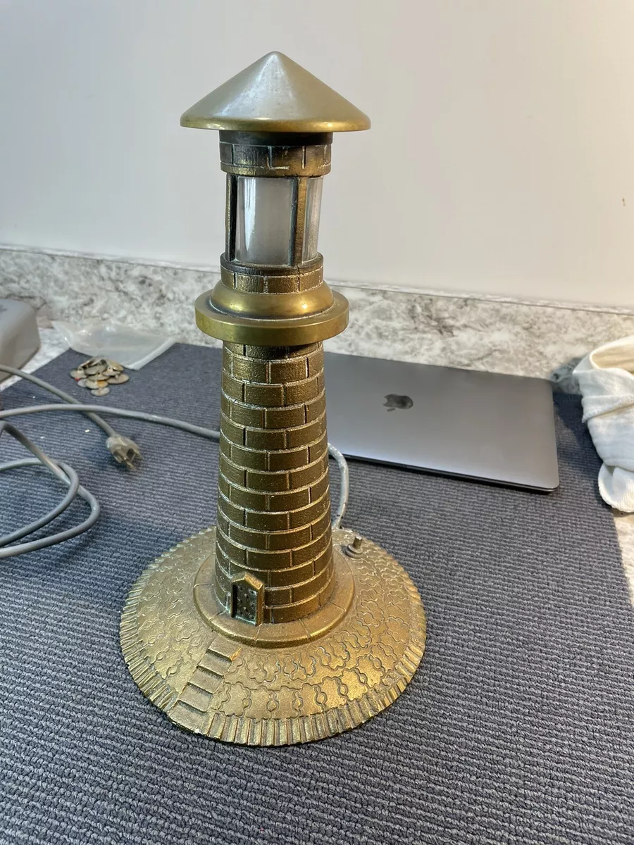 ANTIQUE VINTAGE CAST BRASS LIGHTHOUSE LIGHT HOUSE TABLE LAMP