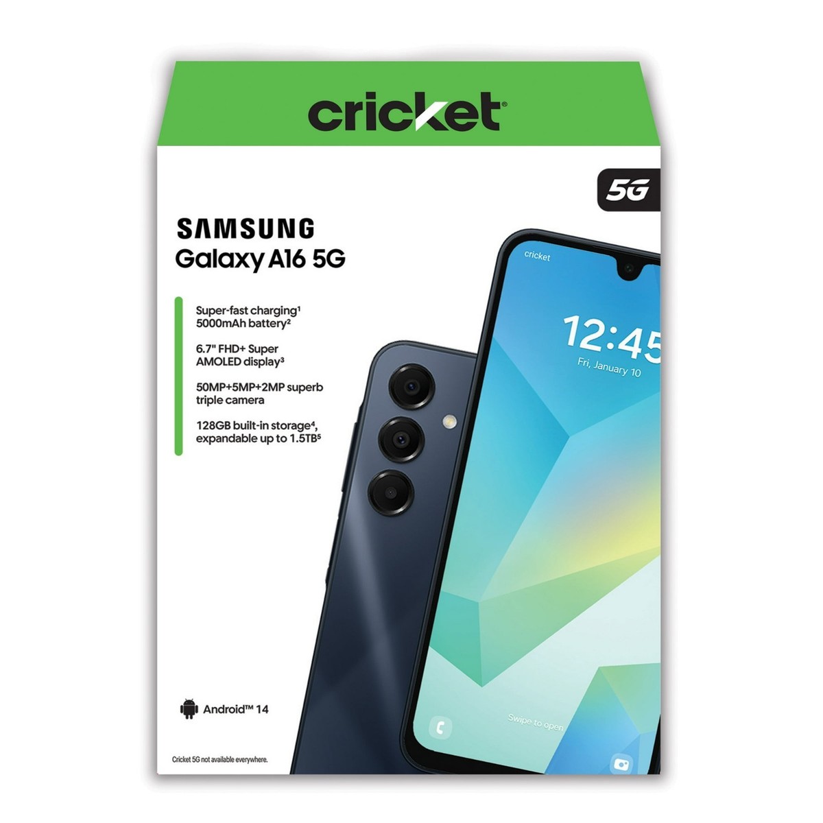 Cricket Wireless Samsung Galaxy A16 5G/128GB/4GB RAM/50MP Prepaid