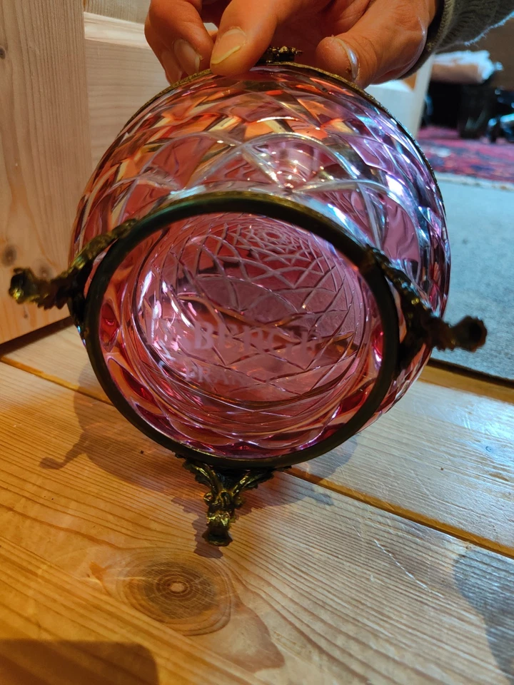 œuf à liqueur en cristal taillé rose Fabergé - Photo 4/4