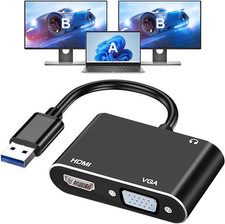 USB 3.0 to HDMI VGA Adapter, USB to VGA HDMI Adapter for 2 Monitors, 1920 1080