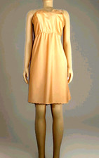 Vintage Scalloped Neckline Hem Gold Lingerie Dress Slip wear as Nightgown 36"