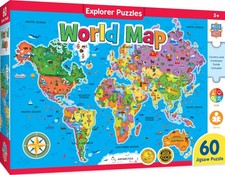 MasterPieces World Map Educational Kids Jigsaw Puzzle 60 Pieces 11908