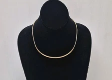 Gold Tone Torc Choker Collar Necklace Minimal Modern Jewelry 17 In.