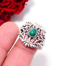 Malachite Designer Handmade 925 Sterling Silver Ring S.8 R98015