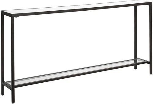 Hayley 60" Mirrored Glass & Black Console Table by - Picture 4 of 9