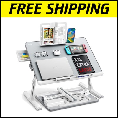 Versatile Adjustable Laptop Tray - Premium Multi-Purpose Lap Desk in Light Grey