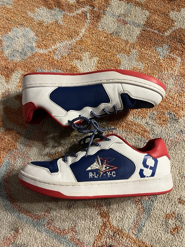 POLO Ralph Lauren Moda Tenis Talla 7-Mujer-Rojo/Blanco/Azul Bandera Jessup Foto 2 de 4