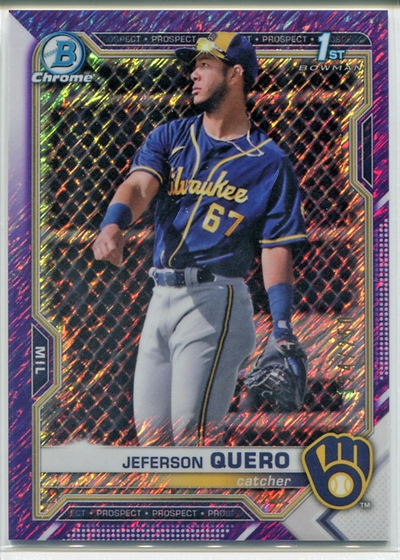 JEFERSON QUERO 2021 BOWMAN CHROME PROSPECTS PURPLE SHIMMER BREWERS 1ST 124/250