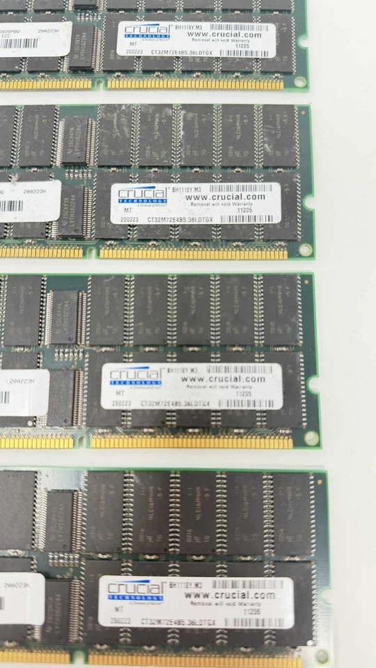 4 x Crucial MT36LDT3272G-5X Memory Ram 256MB EDO 50ns ECC - Image 3 of 4