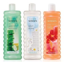 Avon Senses Bubble Bath Set Orange Honeysuckle, Sensitive Skin Cucumber Melon
