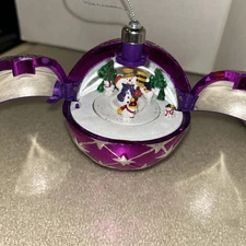 Mr. Christmas Sparkling Ornament Animated Snowman Purple Pink SANKYO MUSIC BOX 