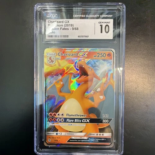 CGC 10 GEM MINT!!! Charizard GX 9/68 Hidden Fates Holo