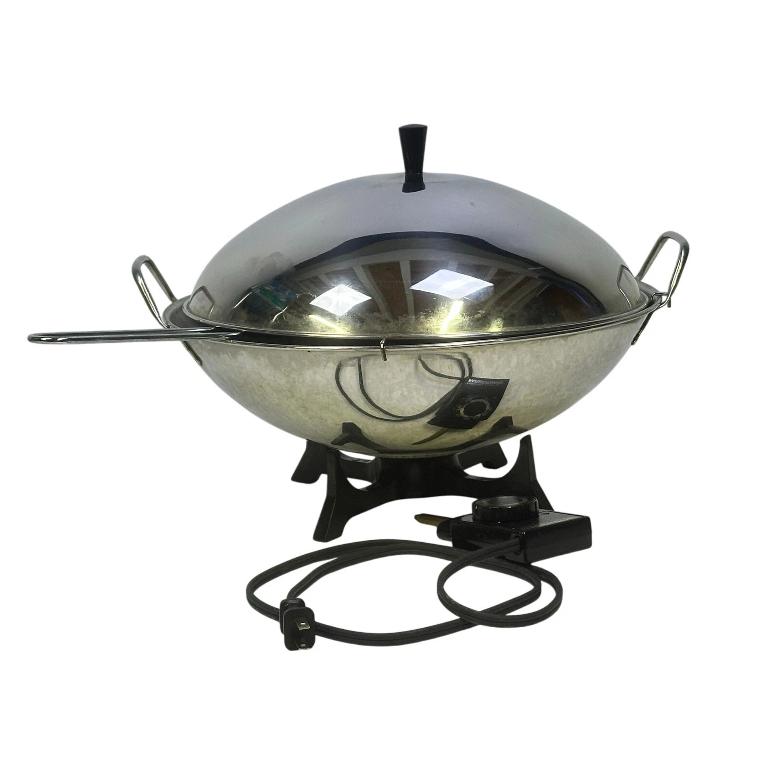 Farberware 1990's Electric 14" Wok Model #303 Tempura Rack Steamer Stir Fry Pan
