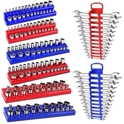 Magnetic Socket Organizer Set, 8PCS Socket Holder Organizer with 6 Socket Tra...