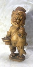 ANRI Walt Disney Gnomo Pescatore Scultura Statua Legno Scolpito Foresta Nero