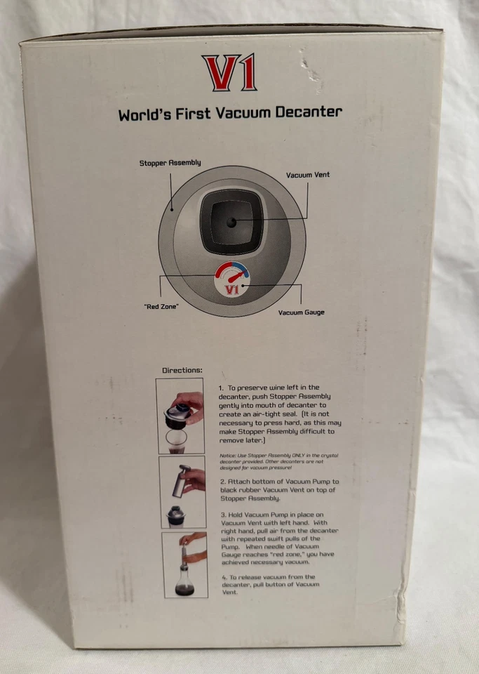 Metrokane V1 Worlds Primera jarra de vidrio al vacío vino nueva caja abierta  Foto 2 de 4