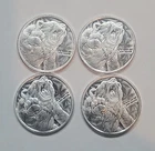 Lot of 4 coins, 4 Bull-Bear 1/10 oz .999 Fine Silver