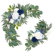 Artificial Dusty Blue Wedding Arch Flowers Swags Set Of 2 Reception Decor