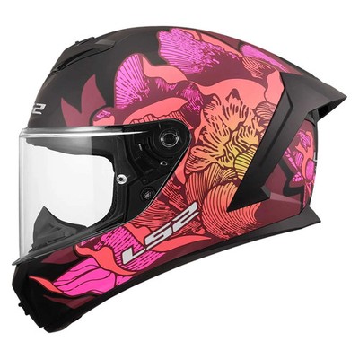 LS2 Motorrad Rennradhelm - FF820 Rapid 3 Poppies (mattschwarz/pink)