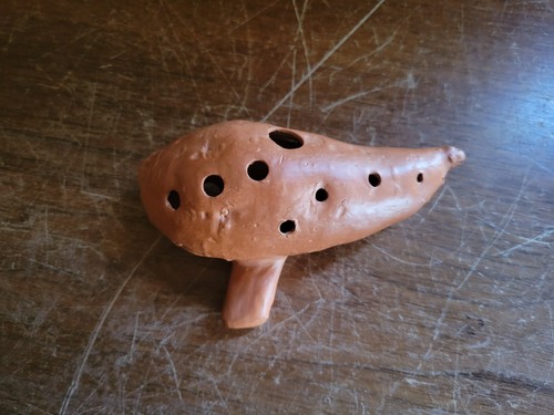 Vintage Ocarina Antique Potato Flute Musical Instrument Terra Cotta Clay