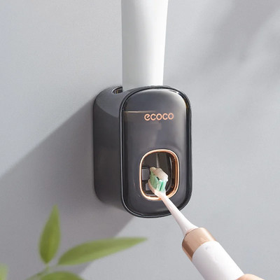 Ecoco Toothpaste Dispenser Nail Free Bathroom Transparent Toothpaste Squeezer Pu