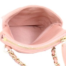 Chanel Quilted Phone Case Mini Chain Shoulder Bag Lambskin Pink Gold Hardware