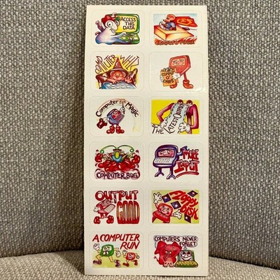 Vtg 1988 Peck Incorporated Retro Computer TechnologyJargon Stickers Strip Sheet