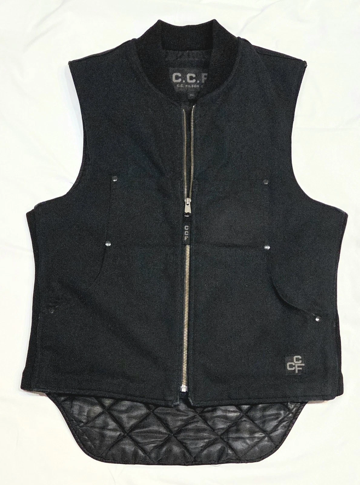 FILSON CCF WORK VEST/SIZE S / Black/ Duck Canvas, Quilt-Lined/Made in Canada