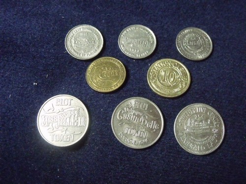 8 OBSOLETE SLOT MACHINE TOKENS...FREE SHIPPING!