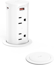 Pop Up Outlet with 4 Outlets  4 USB Ports, Fast Charging Power Grommet