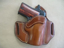 Colt Mustang .380 OWB Leather 2 Slot Molded Pancake Belt Holster CCW TAN RH