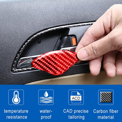 Cubierta de embellecedor de manija interior de puerta de fibra de carbono 4 piezas para Honda CR-V CRV 2007-2011 roja - Imagen 7 de 12