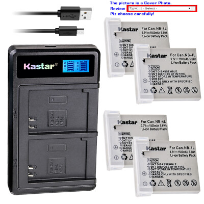 Kastar Battery LCD Dual Charger for Canon NB4L 4LH Canon Digital IXUS 60 IXUS 65