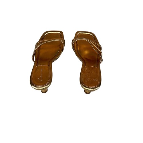 Cecily Strappy Kitten-Heel Sandals Gold size 7.5 new in box