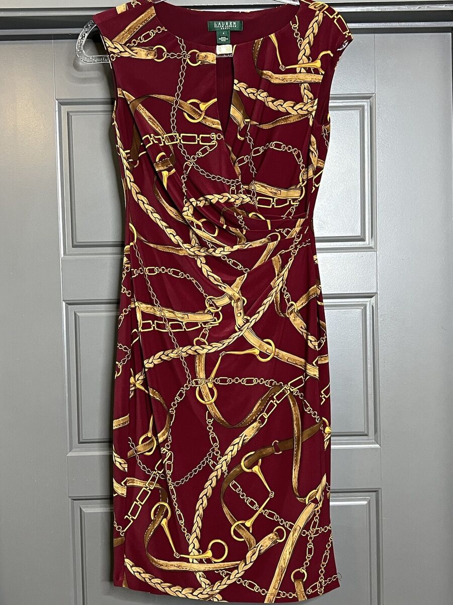Lauren Ralph Lauren Sleeveless Dress 4 Red Horse Bit Chain Lauren Ralph Lauren Sleeveless Dress 4 Red Horse Bit Chain