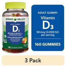 (3 pack) Spring Valley Vitamin D3 Supplement Gummies for Bone and Immune