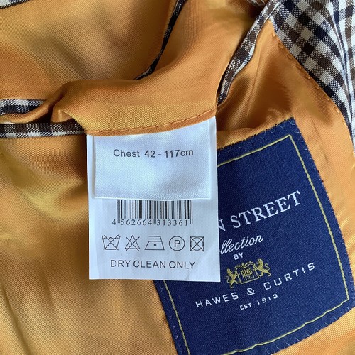 Hawes & Curtis Jermyn Steet Brown Blue Cream Check Sports Coat Jacket 42R - Picture 12 of 12