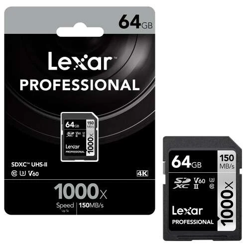 Lexar Professional SDXC UHS-II Memory Card 1000x 64GB U3 HD 4K 3D V60 -UK - Image 2 of 2