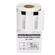 Non-OEM Fits BROTHER DK-1209 Labels 1-1/7" x 2-3/7" - 4 Rolls of 800