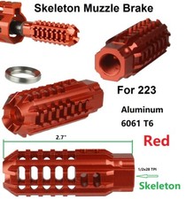 Red Compact Skeleton Low Concussion Muzzle Brake Compensator 1/2x28 TPI For 223