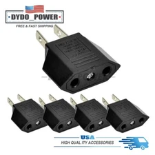 5 PCS EU Euro Europe to US USA Power Jack Wall Plug Converter Travel Adapter New