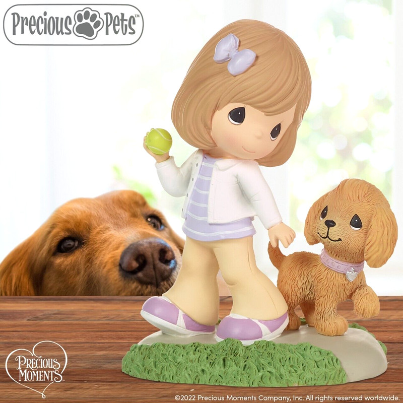 ⌘SALE⌘ New PRECIOUS MOMENTS Figurine GOLDEN RETRIEVER Girl Puppy Pet Dog Friend
