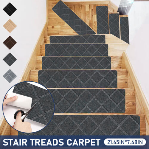 Stair Treads Indoor Stairs Carpet 55*19cm 1-15 pcs Stair Rugs Mats Gray Brown