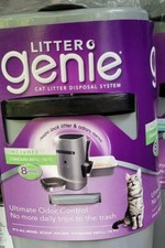 Litter Genie Pail Cat Litter Disposal System Box Silver W/ 2 Month Refill Supply