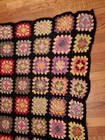Hand crochet granny square blanket afghan throw 41x64 Black trim 96 squares — photo 5