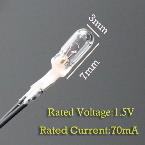 50pcs 3mm 1.5-3.5V 70-100mA Miniature Pre-Wired Grain of Wheat Bulbs Warm White - Picture 4 of 10