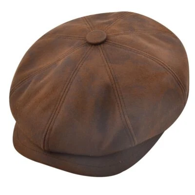 Vintage Newsboy Cap Leather Look Cap Gladwin Bond Men's Hats