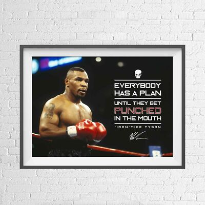 Photo Mike Tyson Signée - Légende Boxe - Réimpression 27.9 X 20.3 Cm